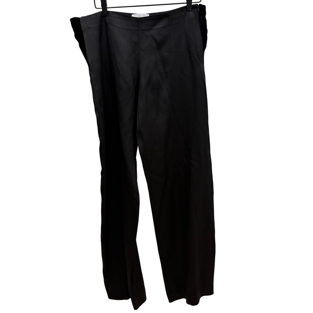 Narciso Rodriguez x Zara Black Satin Velvet Side‎ Panel Wide Leg Pants Size M